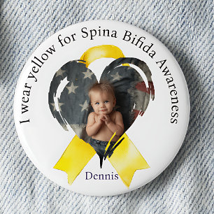 Trage Gelb für Spina Bifida Herzbutton Button