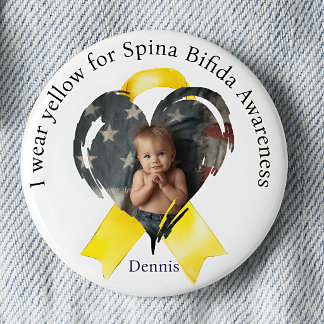 Trage Gelb für Spina Bifida Herzbutton Button