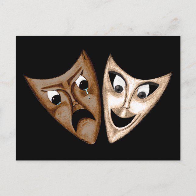 Tragedy & Comedy Postkarte (Vorderseite)