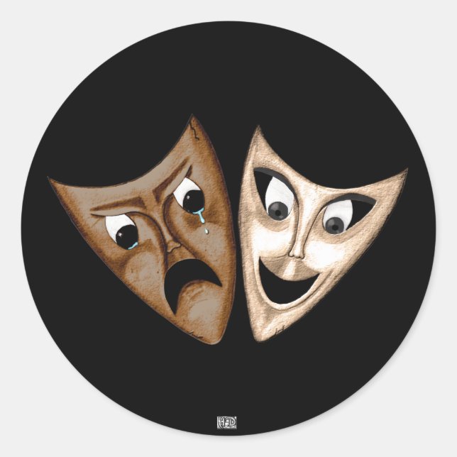 Tragedy & Comedy Runder Aufkleber (Vorderseite)