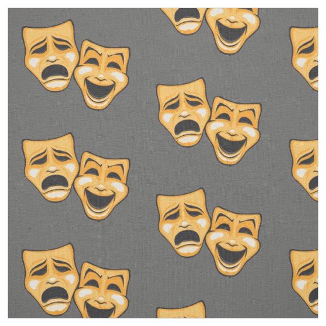 Tragedy Comedy Theater gelb Stoff (Muster)