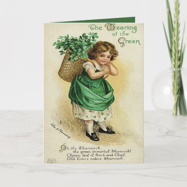 Tragen der grünen des St Patrick Tageskarte Karte (Vorderseite)