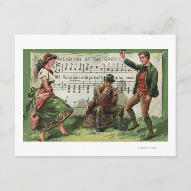 Tragen der grünen Sheetmusic Postkarte (Vorderseite)