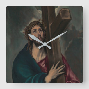 Tragen des Kreuzes Quadratische Wanduhr