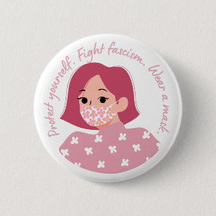 Tragen einer Maskenstiftschaltfläche für die Blume Button