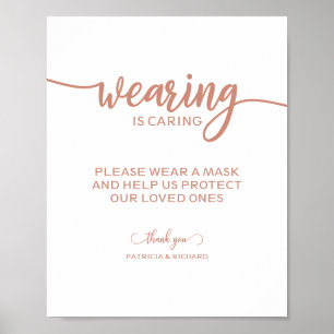 Tragen ist Fürsorge Trage eine Maske Rose Gold Sch Poster