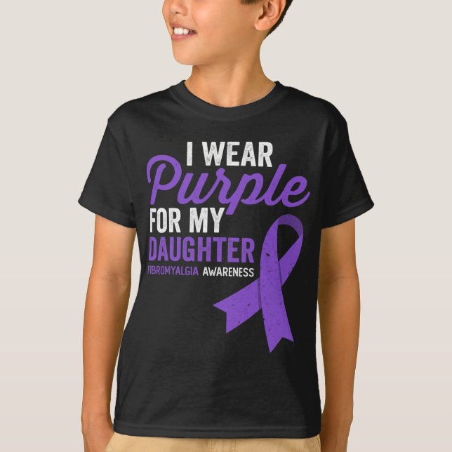 Tragen Lila für meine Tochter Fibromyalgie Bewusst T-Shirt (Vorderseite)
