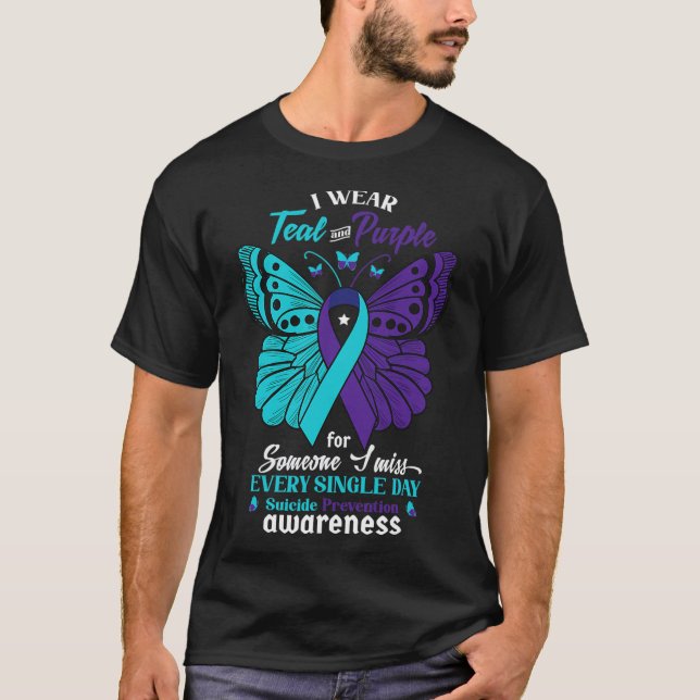 Tragen Sie Aquamarin und Lila für jemanden, den ic T-Shirt (Vorderseite)