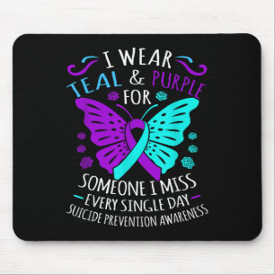 Tragen Sie Aquamarin und Lila glücklich Selbstmord Mousepad