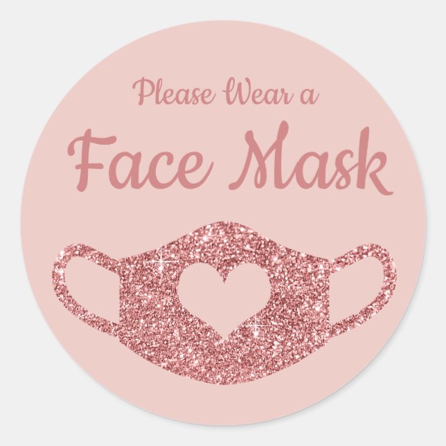 Tragen Sie bitte eine Rose mit Gesichtsmaske Gold  Runder Aufkleber (Vorderseite)