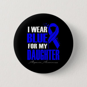 Tragen Sie Blau für meine Tochter Alopezie Feder Button