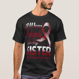 Tragen Sie Burgund für mein Gehirnaneurysma Mening T-Shirt