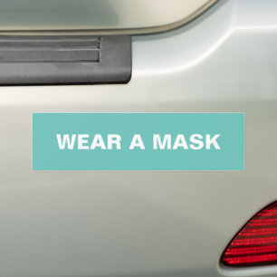 Tragen Sie eine Maske, ein aquamarines, minimalist Autoaufkleber