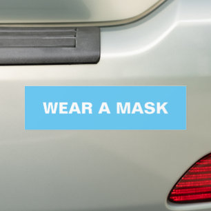Tragen Sie eine Maske, ein hellblau weißes, minima Autoaufkleber