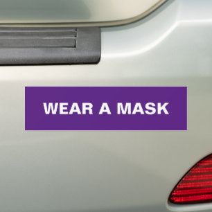 Tragen Sie eine Maske, ein lila, minimalistisches  Autoaufkleber