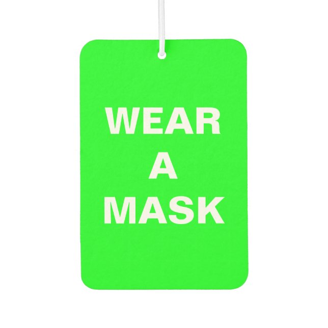 Tragen Sie eine Maske, ein neongrünes, minimalisti Autolufterfrischer (Vorderseite)