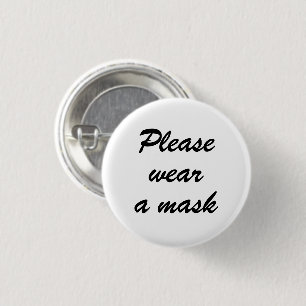 Tragen Sie eine Maske, ein schwarz-weißes, elegant Button