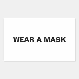 Tragen Sie eine Maske Schwarz-weißen benutzerdefin Rechteckiger Aufkleber