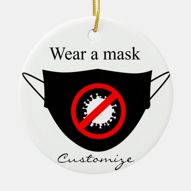 Tragen Sie eine Maske Thunder_Cove Keramik Ornament (Vorne)