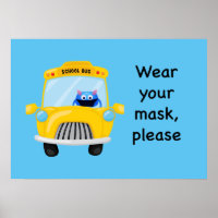Tragen Sie Ihre Maske bitte Monster auf Schulbus