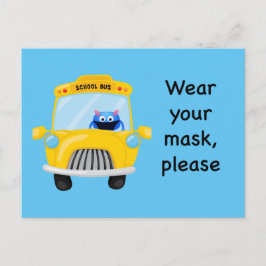 Tragen Sie Ihre Maske bitte Monster Fahrschulbus Postkarte