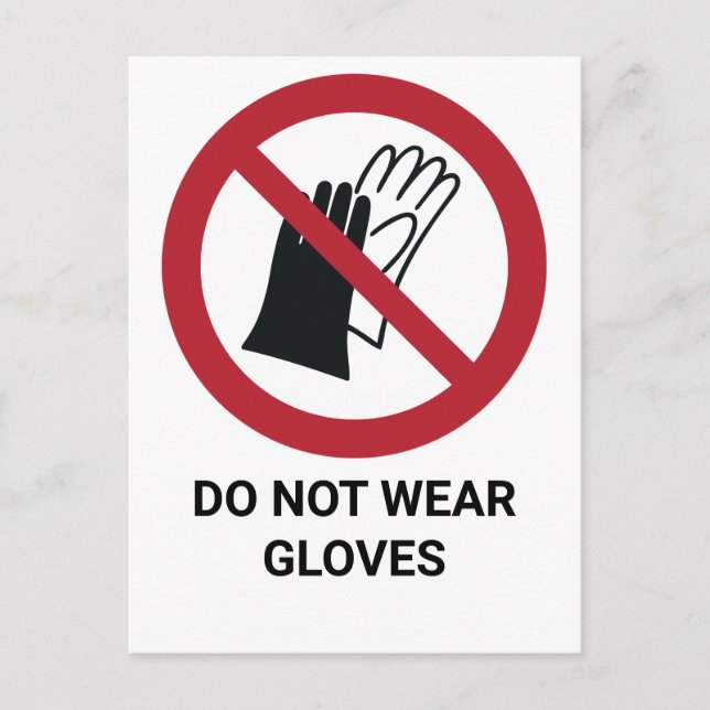 Tragen Sie keine Handschuhe, Zeichen des Verbots Postkarte (Vorderseite)