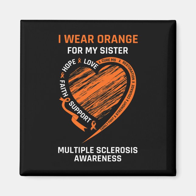 Tragen Sie Orange für meine Schwesterfamilie Frau  Magnet (Vorne)