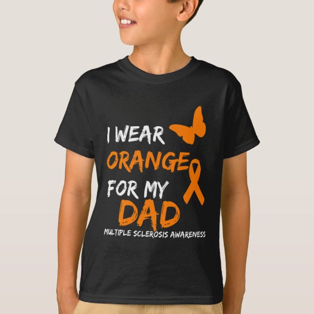 Tragen Sie Orange für meinen Vater Multipler Skler T-Shirt (Vorderseite)