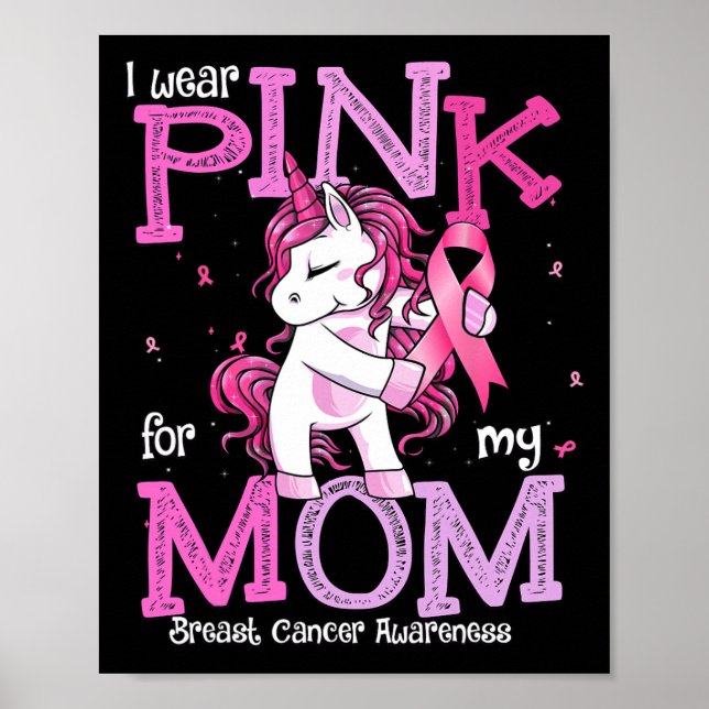 Tragen Sie Pink für meine Mama Shirt Brustkrebs Be Poster (Vorne)