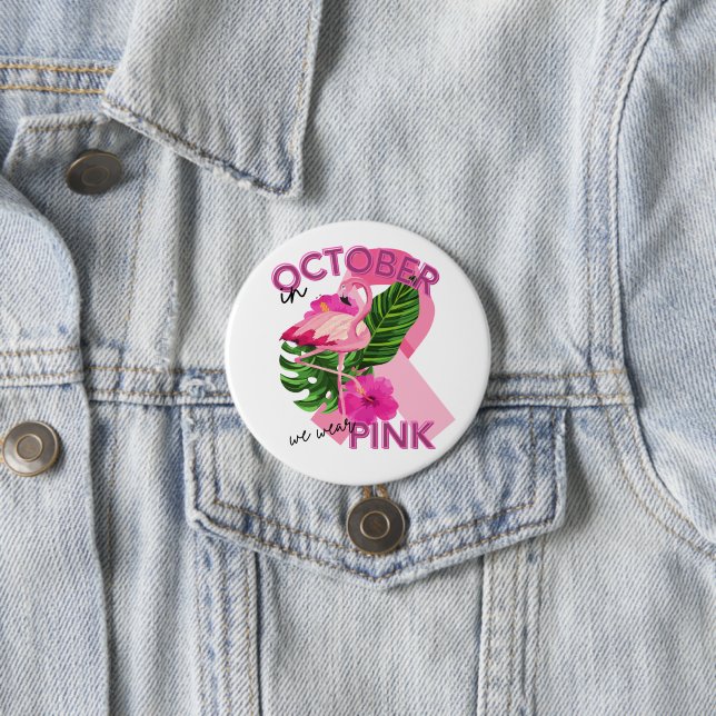 Tragen Sie Pink im Oktober Brustkrebs-Bewusstsein Button (Beispiel)