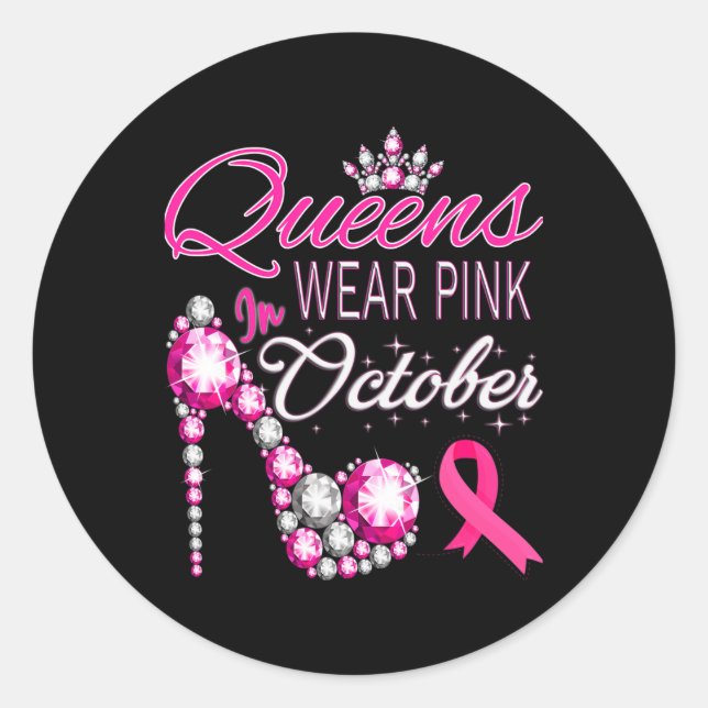 Tragen Sie Pink im Oktober Brustkrebs-Bewusstsein  Runder Aufkleber (Vorderseite)