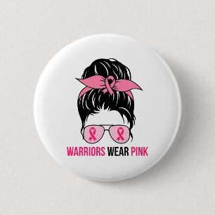 Tragen Sie Pink Messy Bun Mama Brustkrebs Bewussts Button