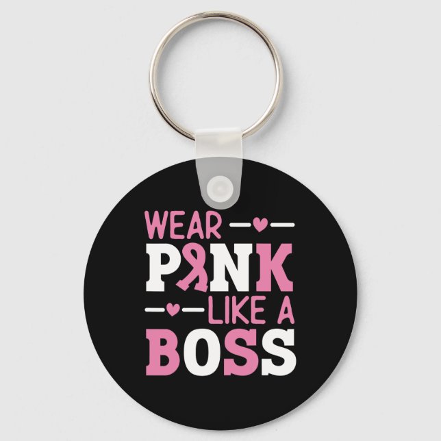 Tragen Sie Pink wie ein rosa, rosa Ribbon Brustkre Schlüsselanhänger (Vorderseite)