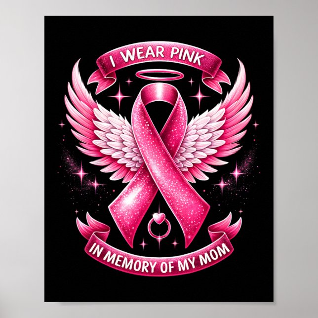 Tragen Sie Pink zur Erinnerung an meine Mama Brust Poster (Vorne)