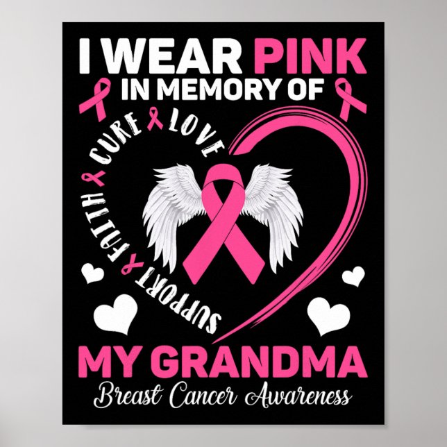 Tragen Sie Rosa im Gedächtnis an meinen Oma-Brustk Poster (Vorne)
