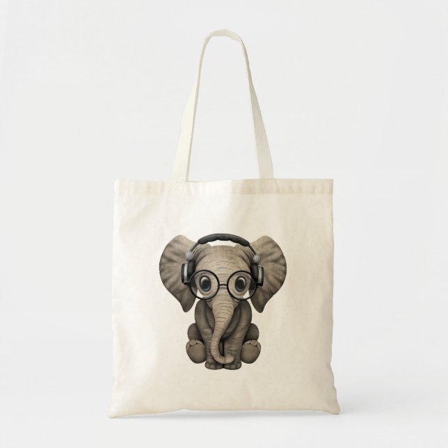 Tragende Kopfhörer niedlicher Baby-Elefant-DJ Tragetasche (Vorne)