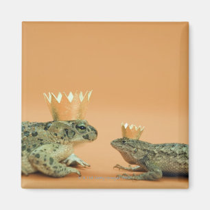 Tragende Kronen des Frosches und der Eidechse Magnet