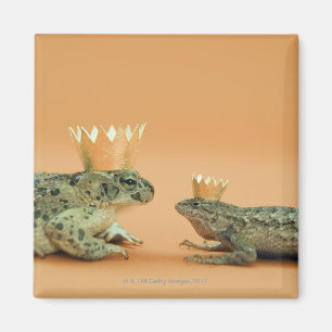 Tragende Kronen des Frosches und der Eidechse Magnet