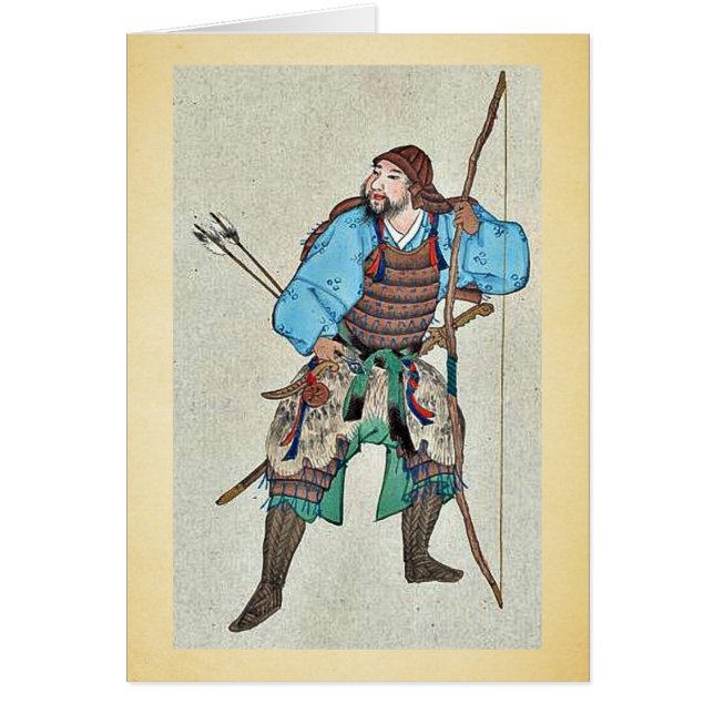 Tragende Rüstung der Samurais und Halten eines (Vorne)