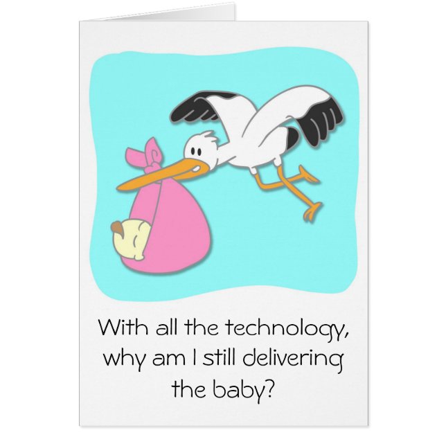 Tragender Baby-Cartoon des lustigen Storchs (Vorne)