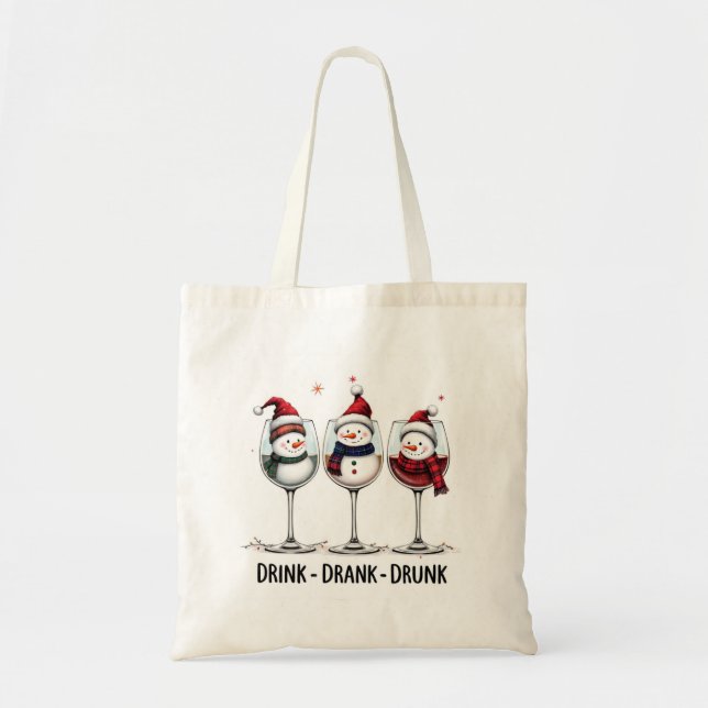 Tragetasche | Funny Christmas Snowman Weinglas (Vorne)
