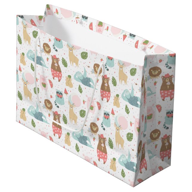 Trägheit u. Freund-Muster Große Geschenktüte (Vorderseite Schrägansicht)