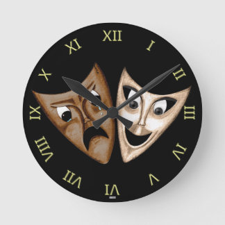 Tragödie u. Komödie Runde Wanduhr