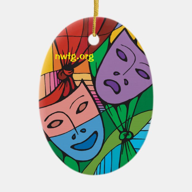 Tragödie-und Komödien-Theater-Symbol-Verzierung Keramik Ornament (Vorne)