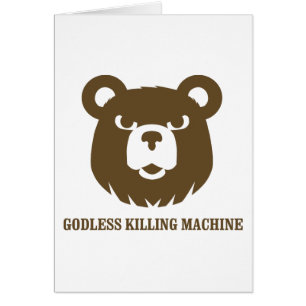 trägt lustiges T-Shirt des gottlosen