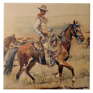 „Trail Drive“  2 Western Art von Edward Borein Fliese