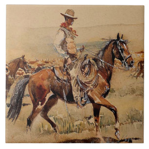 „Trail Drive“  2 Western Art von Edward Borein Fliese