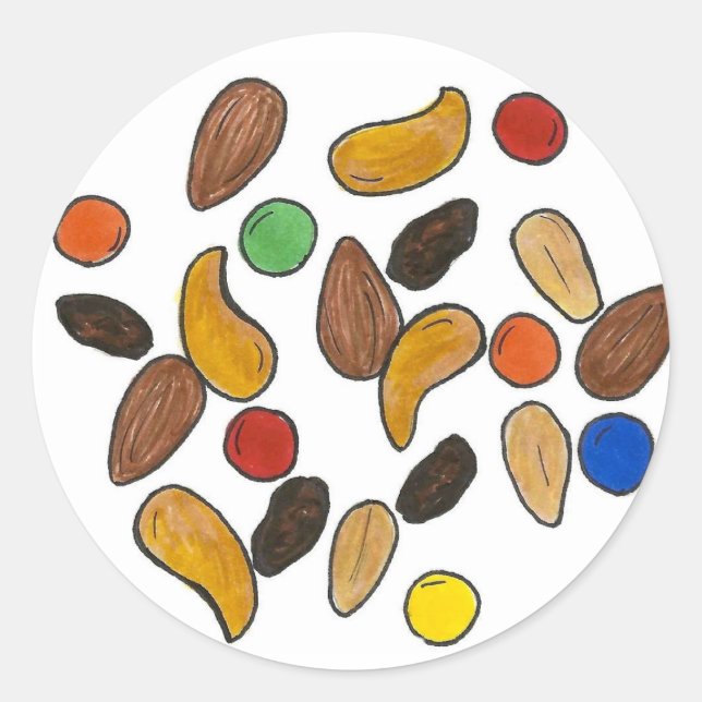 Trail Mix Camping Summer Camp Snack Nudeln Runder Aufkleber (Vorderseite)