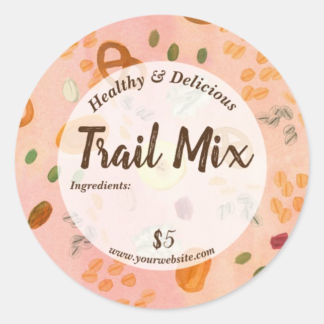 Trail Mix Hiker Snack-Etikett Runder Aufkleber (Vorderseite)