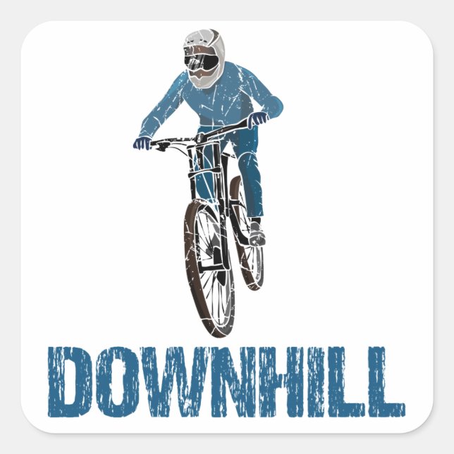Trail Mountain Biker Downhill Quadratischer Aufkleber (Vorderseite)